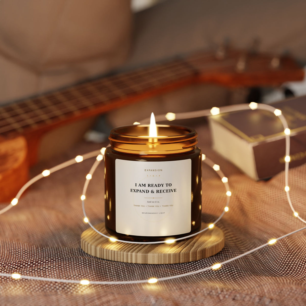 Soy Candle — "I Am Ready to Expand & Receive" Amber Jar (Scented)