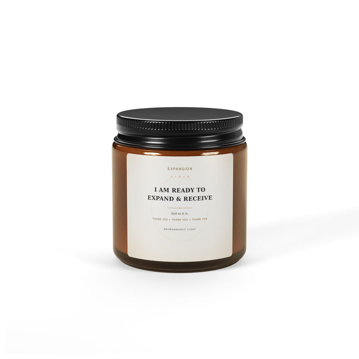Soy Candle — "I Am Ready to Expand & Receive" Amber Jar (Scented)