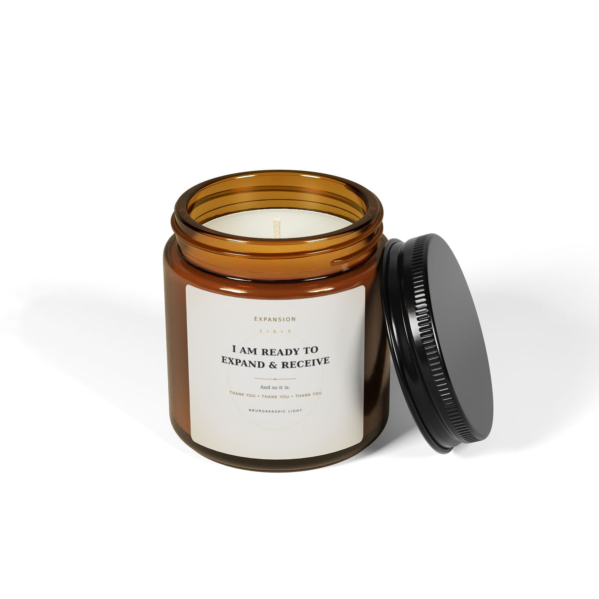 Soy Candle — "I Am Ready to Expand & Receive" Amber Jar (Scented)